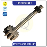 12 Teeth Pinion Gear With Shafting 1 Inch For 1 Bagger Concrete Mixer