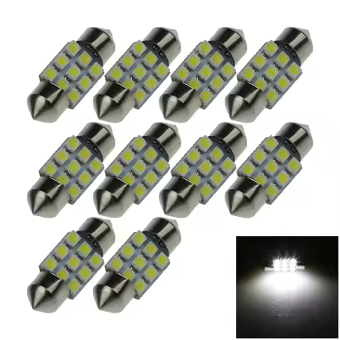 10x White AUTO 31MM Festoon Lamp Side Light 9 Emitters 1210 SMD LED 30mm I024-W