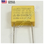 0.047uF 275V, X2 AC Film Capacitor, 10 (H) x 5 (D) x 10mm (Lead Spacing) (473K)