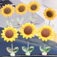 [ Featured ] Auto Rearview Mirror Decor Accessories / Swing Sunflower Ornament / Car Center Console Spring Toy / Cabinet Fridge Decoration / Funny Head Shaking Plaything