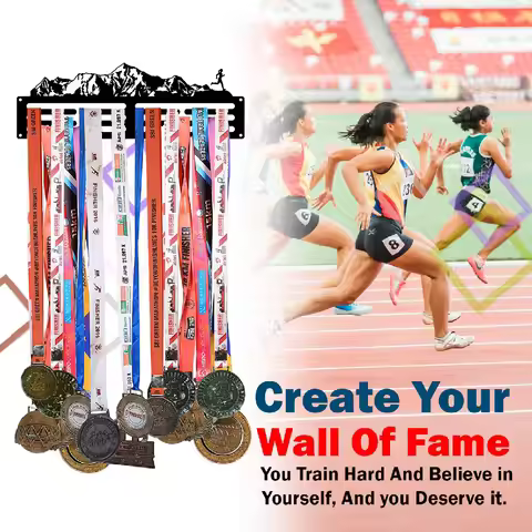 Medal Display Shelf Award Ribbon Organizer Running Iron Sports Award Medal Hanger Display for Gymnas