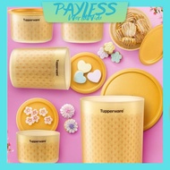 Tupperware Golden One Touch Junior Large Besar 600ml 1.25L 4.3L / Food Storage Container Gold Emas S