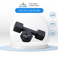 Set of 2 Reefit 4kg Rubber Covered Dumbbells - Home Gym Dumbbells, Durable, Anti-Slip, Rolling