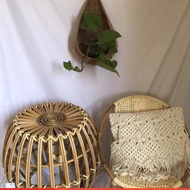 Tall pumpkin-shaped rattan table, with real photo