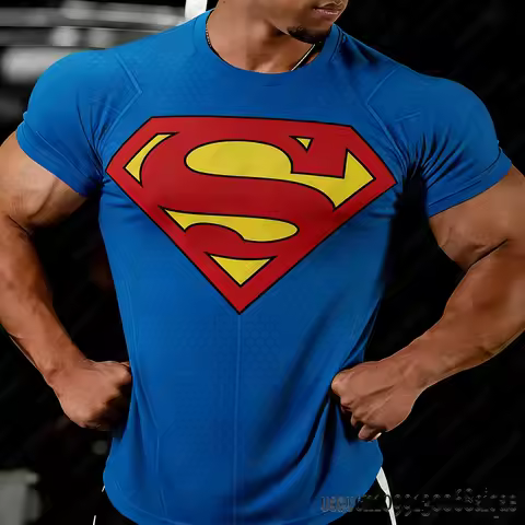 DC Comic Superman Series Fitness Tshirts For Men Summer Man Muscle Tees Fashion Bodybuilding Short S