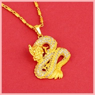 ▃ ◖ ♝ 유 18K Gold Stainless Dragon Pendant and Chain necklace for men hypoallergenic kwintas Necklac