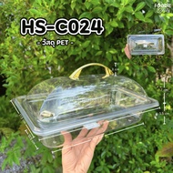 HS C024 Food Tray Dessert Cake Display With Lid Square + 32.5x 17.5cm Plastic Food Storage Container