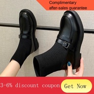 YQ59 Thin Socks Boots Booties Female Spring and Autumn Boots2023New Body Stocking Dr. Martens Boots Knitted Stretch Leat