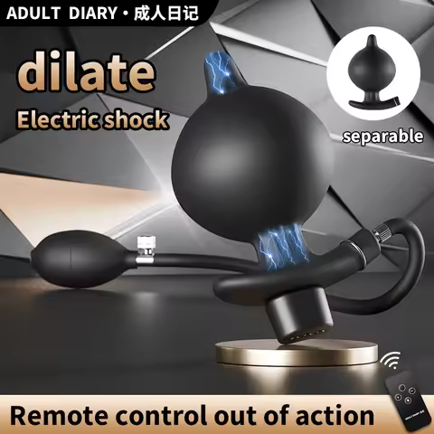 Remote control Electrical Stimulation Inflatable Anal Masturbation Butt Plug Vagina Anus Expansion A