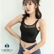 Áo Thun Tập Gym Nữ Không Tay Phối Lưới Áo Thể Thao AG02 Ôm Body Co Giãn 4 Chiều Có Lót Ngực Tập Yoga