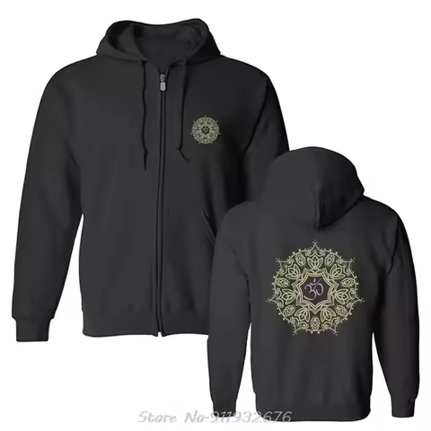 Mandala Om Symbol Buddhism Buddha Yogi Yoga Men Pullover Hoodie Cotton Funny Print Jacket Zip Up Hoo