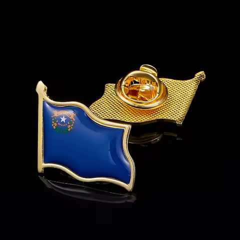 American Nevada State Emblem Multicolor USA Flag Lapel Pin Proudly Waving Patriotic Brooch Badge