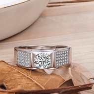 Pyn jewelry แหวนเพชรชาย 2 กะรัต น้ำ D-VVS1 เงินแท้ 92.5% -S6456