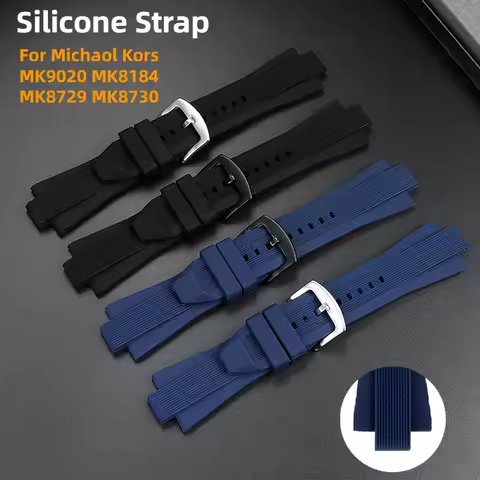 Soft Silicone Watchband Suitable for Michaol Kors MK8184 MK8729 MK9020 MK8152 MK9020 Rubber Strap Wa