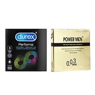 Bao Cao Su 0.03 Kéo Dài Thời Gian Power Men Invi Longshock (H3) + BCS Chống Xuất Tinh Sớm Durex Perf