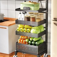 W-8&amp; Kitchen Storage Rack Trolley Multi-Layer Floor Basket Movable Storage Rack Vegetable Fruit Storage Trolley Delivery