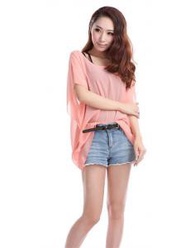 🛒 READY STOCK 🛒 Fashionhomez 3375 Wild chiffon T-shirt top (with belt)