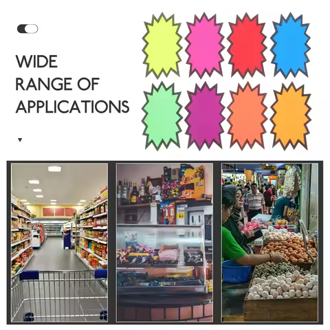 160Pcs Fluorescent Burst Sale Tags Neon Colored Pricing Labels Waterproof Reusable Retail Store Supe