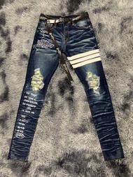 กางเกงยีนส์ฟอกคาดแถบหนัง Holdem Denim style