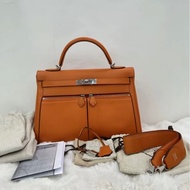 Hermes 愛馬仕 kelly 32 lakis 愛馬仕橙 銀扣 Swift皮 框N copy單