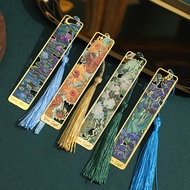 Hollow Metal Bookmarks Vintage Bronzing Floral Painting Bookmarks With Tassels Exquisite Gifts Book 