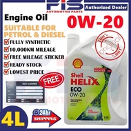 FIS Engine Oil Shell Helix Eco 0W20 3.5Liter Lubricant API SN ILSAC GF-5 Fully Synthetic For Perodua Myvi Bezza Axia Alza Aruz Minyak Hitam Kereta 0W-20