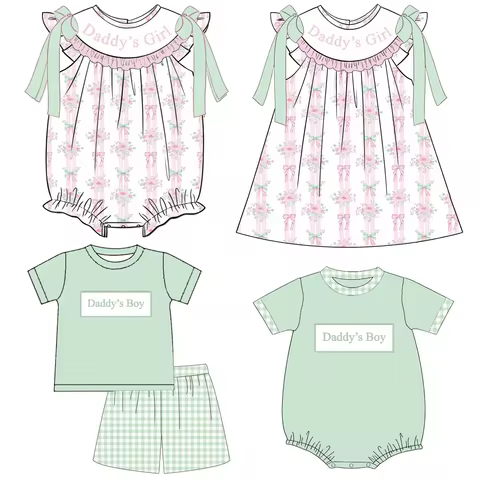 Boutique Daddy’ Girl New Designs Kids Dress Baby Shorts Outfits Toddler Romper Sibling Matches Kids 
