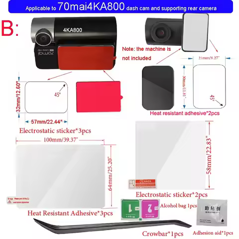 For 70mai Dash Cam A800a810 Accessory Set Static Sticker heat resistant adhesive and Static Stickers