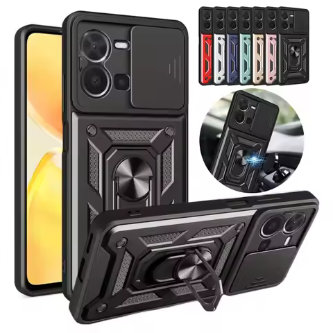 Slide Camera Lens Protect Funda For Vivo Y35 Case For Vivo Y16 Y75 Y15A Y15S 4G Y77 V23 V23E Y76 Y76