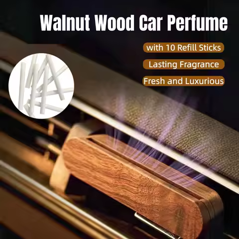 Car Perfume Car Diffuser Wood Vent Clip Air Freshener with 10 Refill Sticks Lasting Aroma for Car In