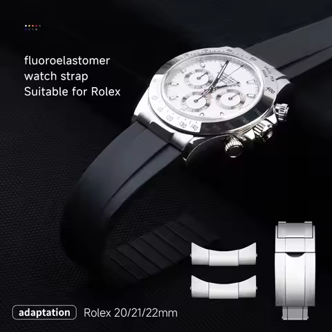 Replacement Fluororubber Watch Strap With End Links for Rolex Submariner Yacht‑Master Daytona GMT Sk