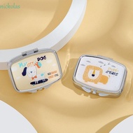 NICKOLAS Cartoon Animals Jewelry Box, Cute Waterproof Mini Pill Case, Portable with HD Mirror Multifunctional 2 Grid Storage Box Medicine