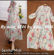 Gamis baju muslim wanita dress midi Senita Midi sl