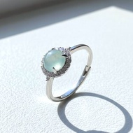 冰種天空藍翡翠蛋面戒指 925純銀 | 天然翡翠A貨 | 送禮