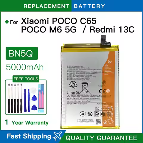 Brand new 5000mAh 100% Original High Quality BN5Q Battery For Xiaomi POCO C65 /POCO M6 5G Redmi 13C 
