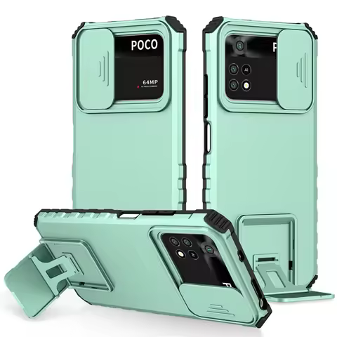 For Xiaomi Poco M4 Pro 4G Case Slide Camera Lens Armor Cases For Poco Poko Pocco Little M4Pro M 4 Pr