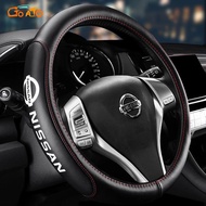 GTIOATO Car Leather Steering Wheel Cover Suitable For 38CM Anti-Slip Steering Wheel Cover Car Steeri
