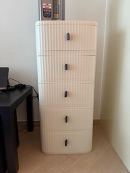 (二手)五層木面儲物櫃  Cream 5-Drawer Storage Cabinet with Wood Top
