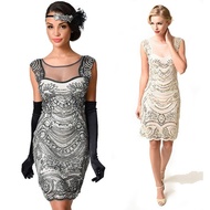 Women s V Neck 1920s Embellished Gatsby Art Deco Sequin Flapper Dress