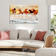 1Pcs Canvas Print Modern Large 7 White Running Horses Canvas Posters Print Wall Art Picture For Livi