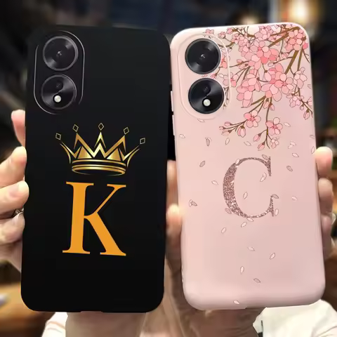 For OPPO A38 4G Case Cute Crown Letters Shockproof Silicone Soft Phone Back Cover For OPPO A18 Funda