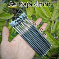As Baja Hitam 4mm Bubut 6mm x 15cm