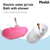 [MW]Electric Doll Bathtub Exquisite Spouting Water Sound Portable Miniature Dollhouse Bathroom Bathtub for 1/6 Dolls