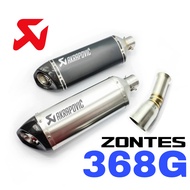 Akrapovic Exhaust ZONTES 368G New Ekzos Tabung Long Muffler Stainless Steel 368 G Black Silver SCOOT