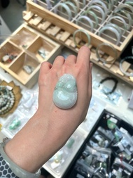 天然翡翠 緬甸 A玉 玉鐲 • 白底青油青老鼠葫蘆翡翠吊墜