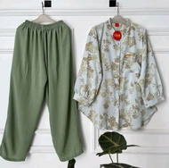 Oneset Crinkle Aleva Combinasi Jumbo || Set Celana Crinkle Terbaru