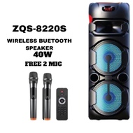 ZQS-8220S PRO Dual 8inch Music Party Bass Trolley Big Bluetooth Speaker Outdoor Speakers Portable