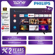Philips 43 Inch 4K UHD Android TV | Netflix & Youtube | Dolby Vision Atmos | Voice Control 43PUT7406
