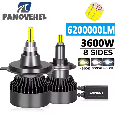 PANOVEHEL 6200000LM 3600W H4 H11 LED 360 Canbus 9012 HIR2 H7 H1 H3 H8 D1S D2S 9005 HB4 9006 Led Car 