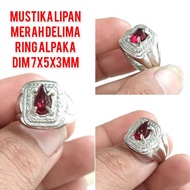 MERAH Mustika Centipede Stone RING Pomegranate Red Water Drops Alpaca RING